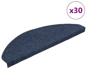 Tapetes de escada adesivos 30 pcs 65x22,5x3,5 cm azul