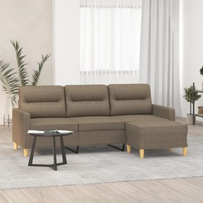 vidaXL Sofá 3 lugares com apoio de pés 180 cm tecido cinza-acastanhado