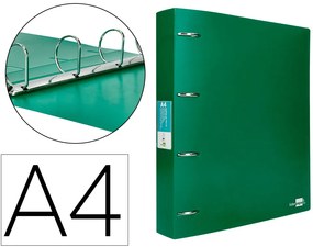 Pasta de 4 Aneis Mistos 40 mm Polipropileno Din A4 Verde Translúcido