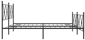 Estrutura de cama com cabeceira e pés 183x213 cm metal preto