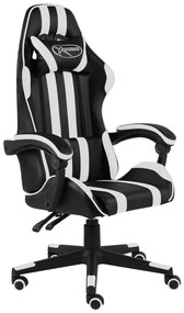 Cadeira estilo corrida couro artificial preto e branco
