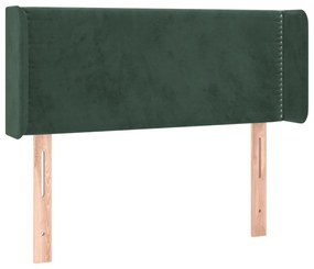 Cabeceira cama c/ luzes LED veludo 103x16x78/88 cm verde-escuro