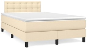 Cama box spring c/ colchão e LED 120x190 cm tecido cor creme