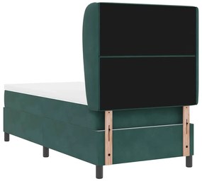 Cama Box com Colchão Verde Escuro 90x190 cm em Veludo