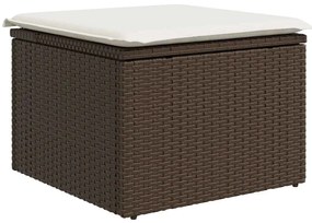 8 pcs conjunto sofás de jardim c/ almofadões vime PE castanho