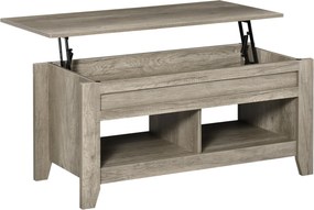 HOMCOM Mesa de Centro com Tampo Elevável Mesa de Sala com Prateleiras e Compartimento Oculto 105x50x49-62,5 cm Carvalho Claro | Aosom Portugal
