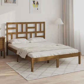 vidaXL Estrutura de cama 140x200 cm madeira maciça castanho-mel