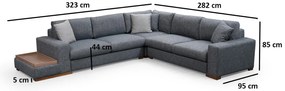 Sofá de Canto Loop - Cor Antracite - 282 x 323 cm