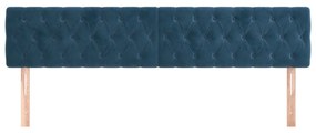 Cabeceira de cama 2 pcs veludo 100x7x78/88 cm azul-escuro