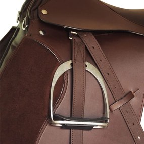 Sela para equitação 17,5", couro natural 18 cm 5-in-1 / Marrom