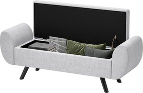 Banco com arrumação 132 x 42 x 50 cm de 53,8 L, com assento estofado em linho e braços, para sala de estar, quarto, hall de entrada, cinzento