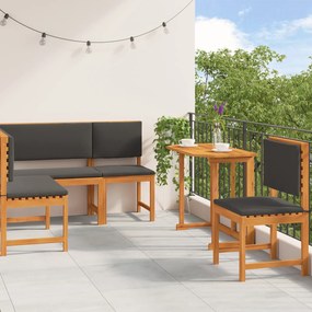 Conjunto de Jantar de Jardim de 4 Peças com Almofadas em Madeira Maciça de Acácia