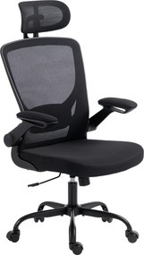 Cadeira de Escritório Ergonómica, 65 x 64 x 129 cm, Apoio Lombar e de Cabeça Reguláveis, Preto