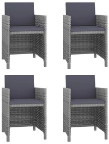 Conjunto de jantar para jardim 13 pcs vime PE cinzento