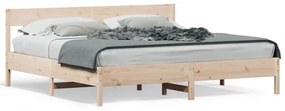 Estrutura de cama com cabeceira 180x200 cm pinho maciço