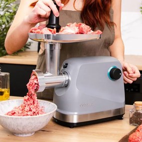 Picadora de carne eléctrica Crusher 1400 Steel de 1360 W, com 1 lâmina e 3 placas de corte