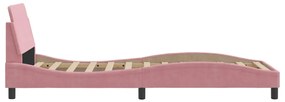 Estrutura de cama c/ cabeceira 90x200 cm veludo rosa