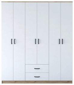 Roupeiro BA113 – Nogueira e Branco – 180 cm x 210 cm x 51,5 cm