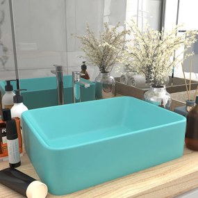 vidaXL Lavatório luxuoso 41x30x12 cm cerâmica verde-claro mate