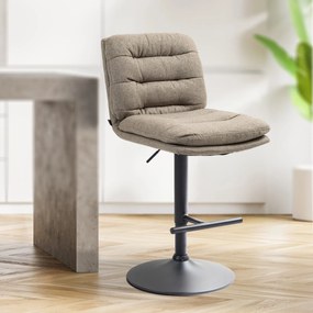 Banco de bar Damar em tecido com estrutura preta 94-116 x 42 x 56 cm Castanho acinzentado