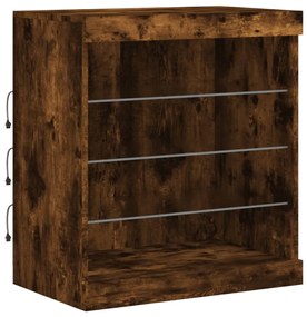 Aparador com luzes LED 181,5x37x67 cm carvalho fumado