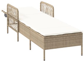 Espreguiçadeira Bege e creme Vime PE 157 x 55 x 92 cm Dobrável