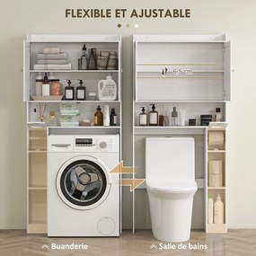 Móvel de casa de banho para colocar sobre a sanita 81,5 L x 19,6 P x 172 A cm, com armário com porta tipo celeiro, prateleira ajustável, compartimento