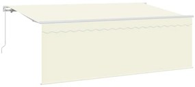 Toldo com Cortina Manual Creme 350 x 200 x 120 cm Tecido, Metal
