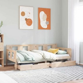 Sofá-cama com gavetas 90x190 cm madeira de pinho maciça
