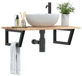 vidaXL Prateleira de parede p/ lavatório aço/madeira de acácia maciça