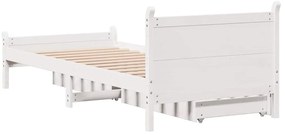 Cama sem colchão 75x190 cm madeira de pinho maciça branco