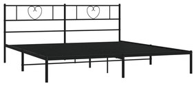 Estrutura de cama com cabeceira 200x200 cm metal preto