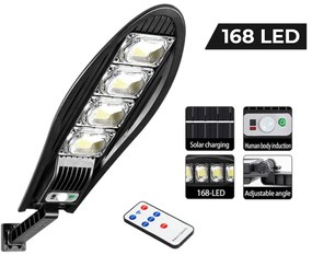 Foco Solar LED 168 Leds Exterior + Sensor Movimento + Controlo Remoto