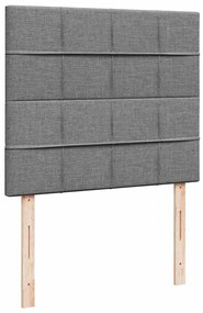 Cama box spring c/ colchão e LED 120x190 cm tecido cinza-escuro