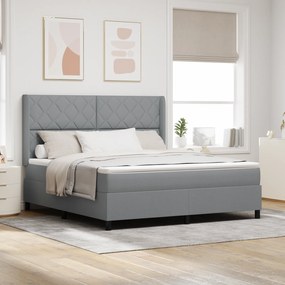 Cama Box Spring com Colchão Cinza Claro 180x200 cm Tecido