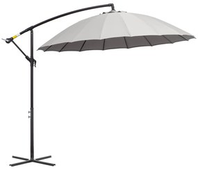 Outsunny Chapéu de Sol Excêntrico Ø296x260cm Chapéu de Sol à Manivela com Ângulo Ajustável para Jardim Pátio Terraço Piscina Cinza Claro