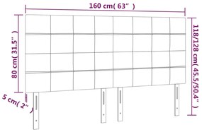 Cabeceira de cama c/ LED veludo 160x5x118/128 cm verde-escuro