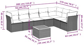 8 pcs conjunto de sofás p/ jardim com almofadões vime PE bege
