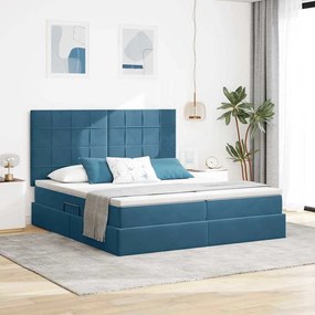 vidaXL Cama com Armazenamento Azul Escuro 180 x 200 cm Veludo