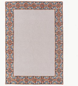 Tapete de lã tufado à mão de pelo curto Myla Floral Frame