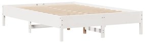 Cama com estante sem colchão 140x190 cm pinho maciço branco