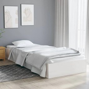 Estrutura de cama solteiro 90x190 cm madeira maciça branco