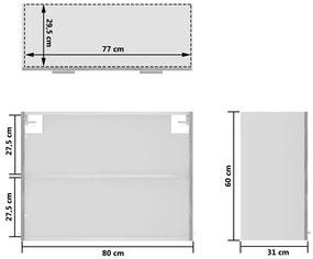 Armário de parede c/ vidro 80x31x60 cm contraplacado cinza