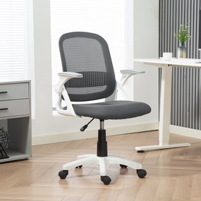 Cadeira de escritório ergonómica, em malha com braços rebatíveis, altura ajustável, cinzenta