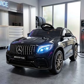 Carro elétrico de criança 3 a 6 anos, 12V 4x4 Mercedes GLC 1 pessoa, Pneus Borracha pintado de preto