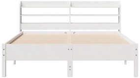 Cama sem colchão 140x200 cm madeira de pinho maciça branco