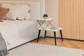 Mesa de Cabeceira Cross – Preto Travertino – 50x55x40 cm