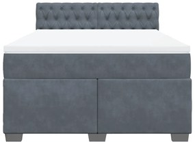 Cama com molas/colchão 140x200 cm veludo cinzento-escuro