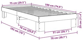 Estrutura de cama sem colchão 75x190 cm Carvalho de maciça