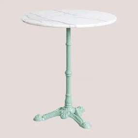 Mesa De Bar Redonda Em Mármore Moka Ilha Paraíso Verde & Mármore Branco Guangxi & Ø70 Cm - Sklum
